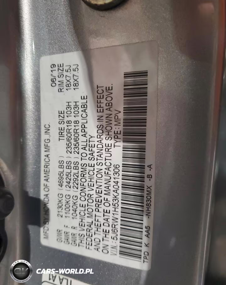 2019 Honda Cr-V Ex VIN:5J6RW1H53KA041306 - 13