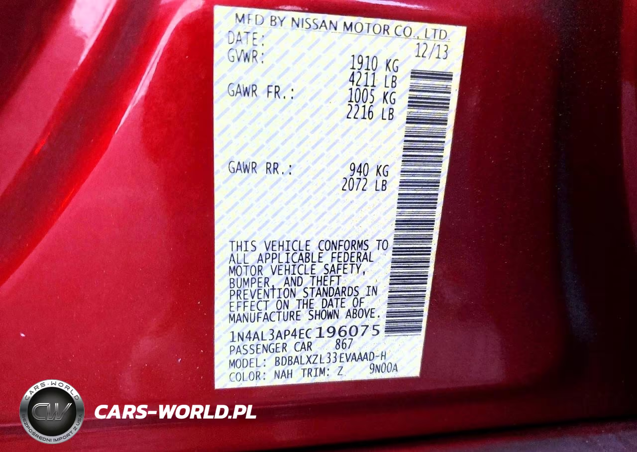 2014 Nissan Altima 2.5 Sl VIN:1N4AL3AP4EC196075 - 12
