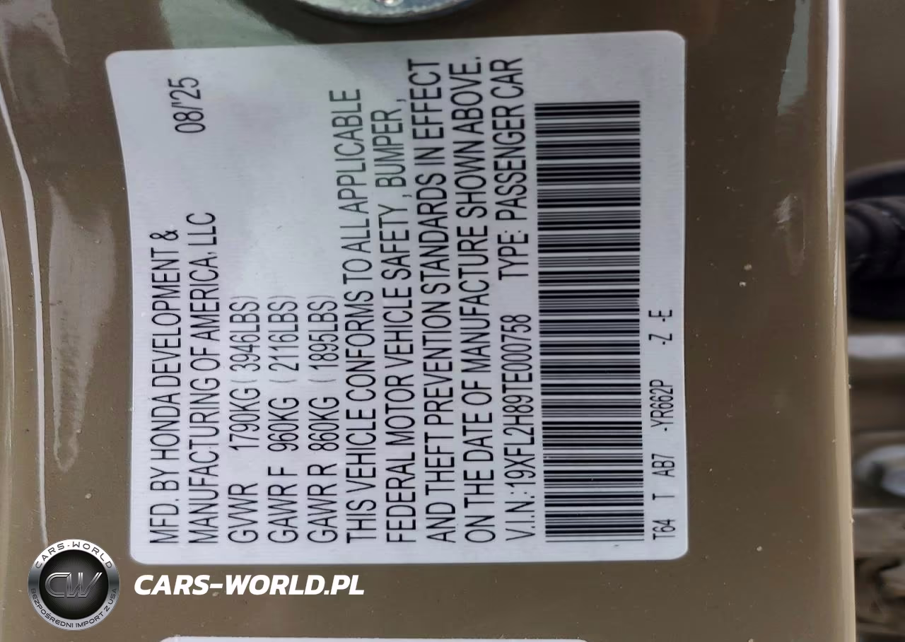 2026 Honda Civic Sport VIN:19XFL2H89TE000758 - 12