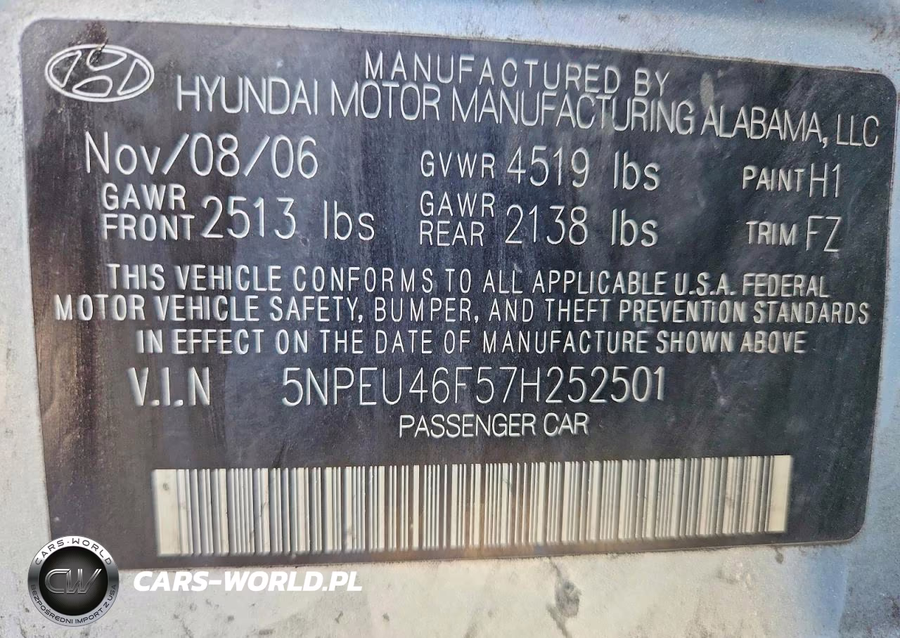 2007 Hyundai Sonata Se VIN:5NPEU46F57H252501 - 13