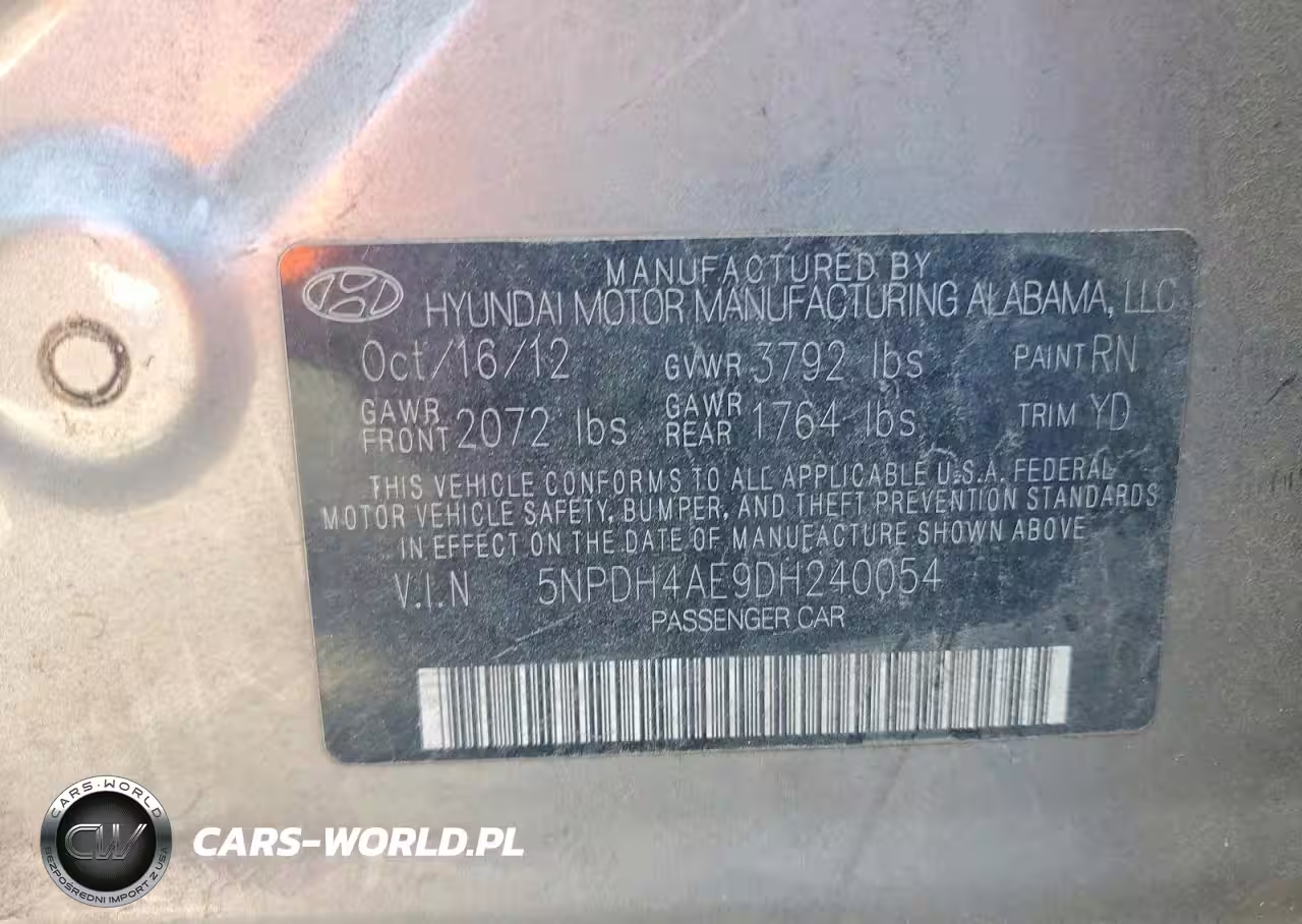 2013 Hyundai Elantra Gls VIN:5NPDH4AE9DH240054 - 12