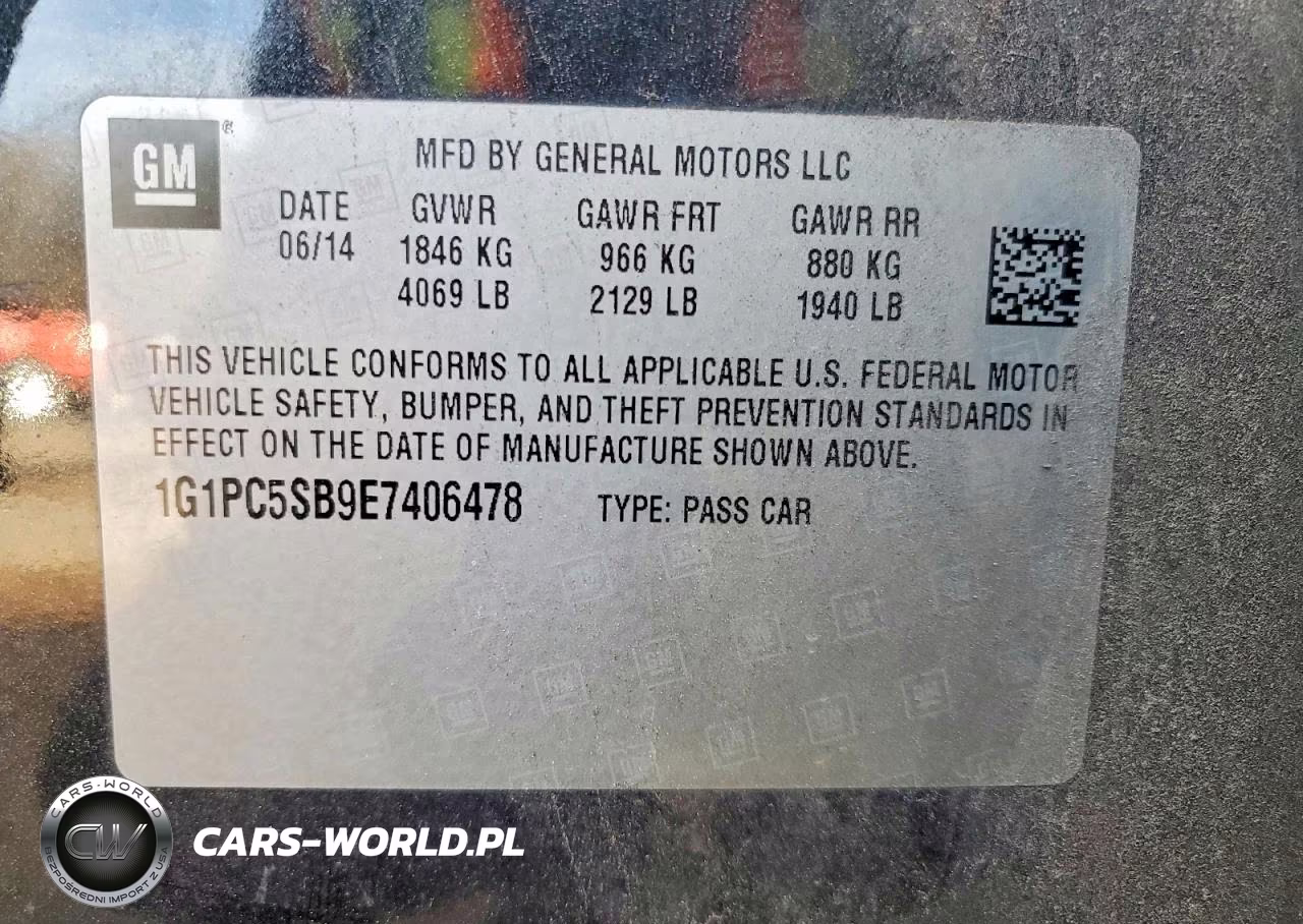 2014 Chevrolet Cruze Lt VIN:1G1PC5SB9E7406478 - 12