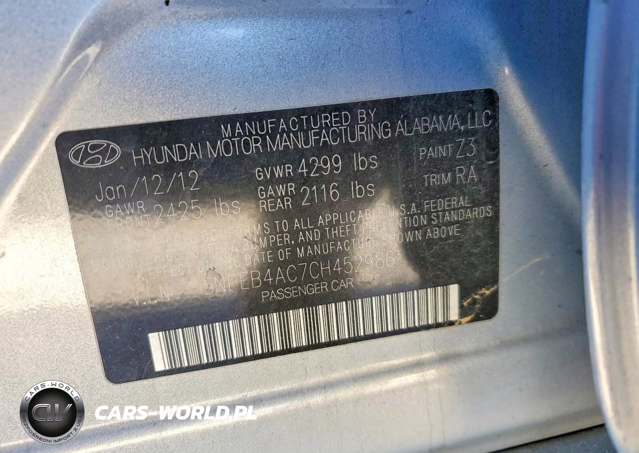2012 Hyundai Sonata Gls VIN:5NPEB4AC7CH452986 - 12