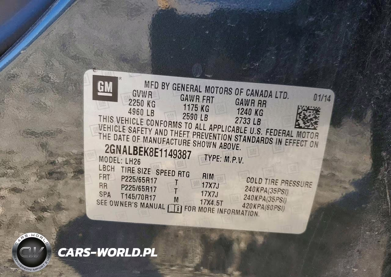 2014 Chevrolet Equinox Lt VIN:2GNALBEK8E1149387 - 14