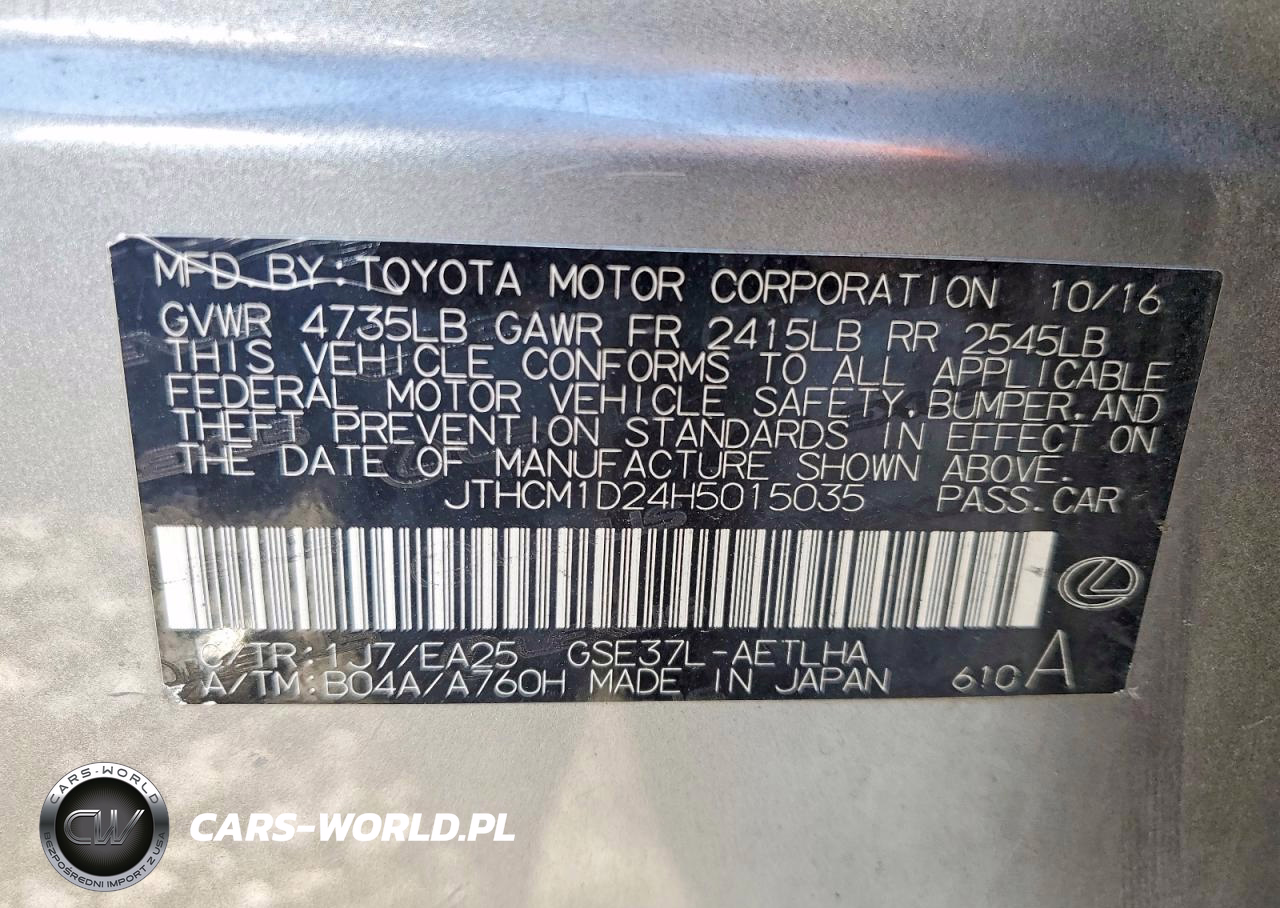 2017 Lexus Is 300 VIN:JTHCM1D24H5015035 - 12
