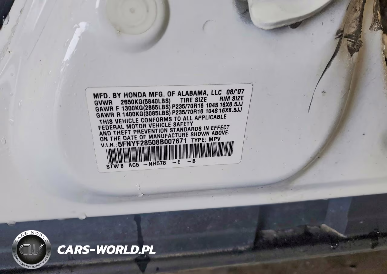 2008 Honda Pilot Exl VIN:5FNYF28508B007671 - 14