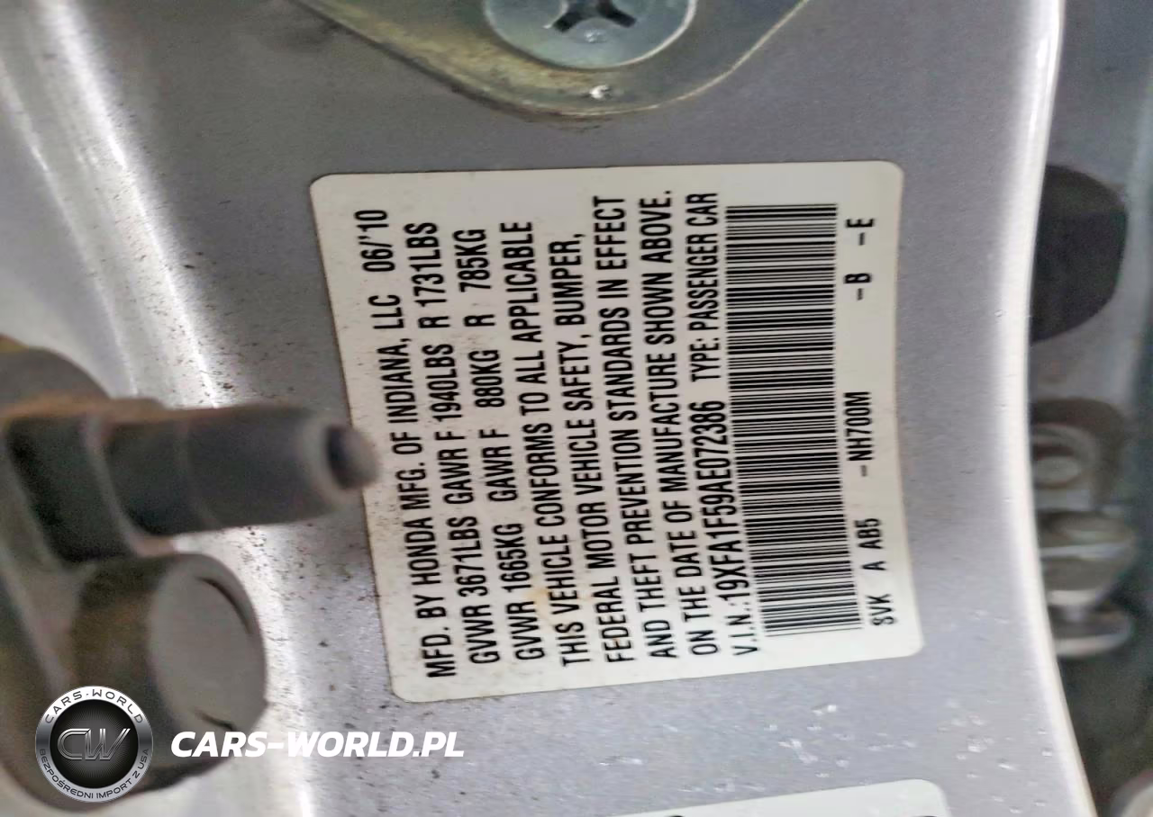 2010 Honda Civic Lx VIN:19XFA1F59AE072386 - 12