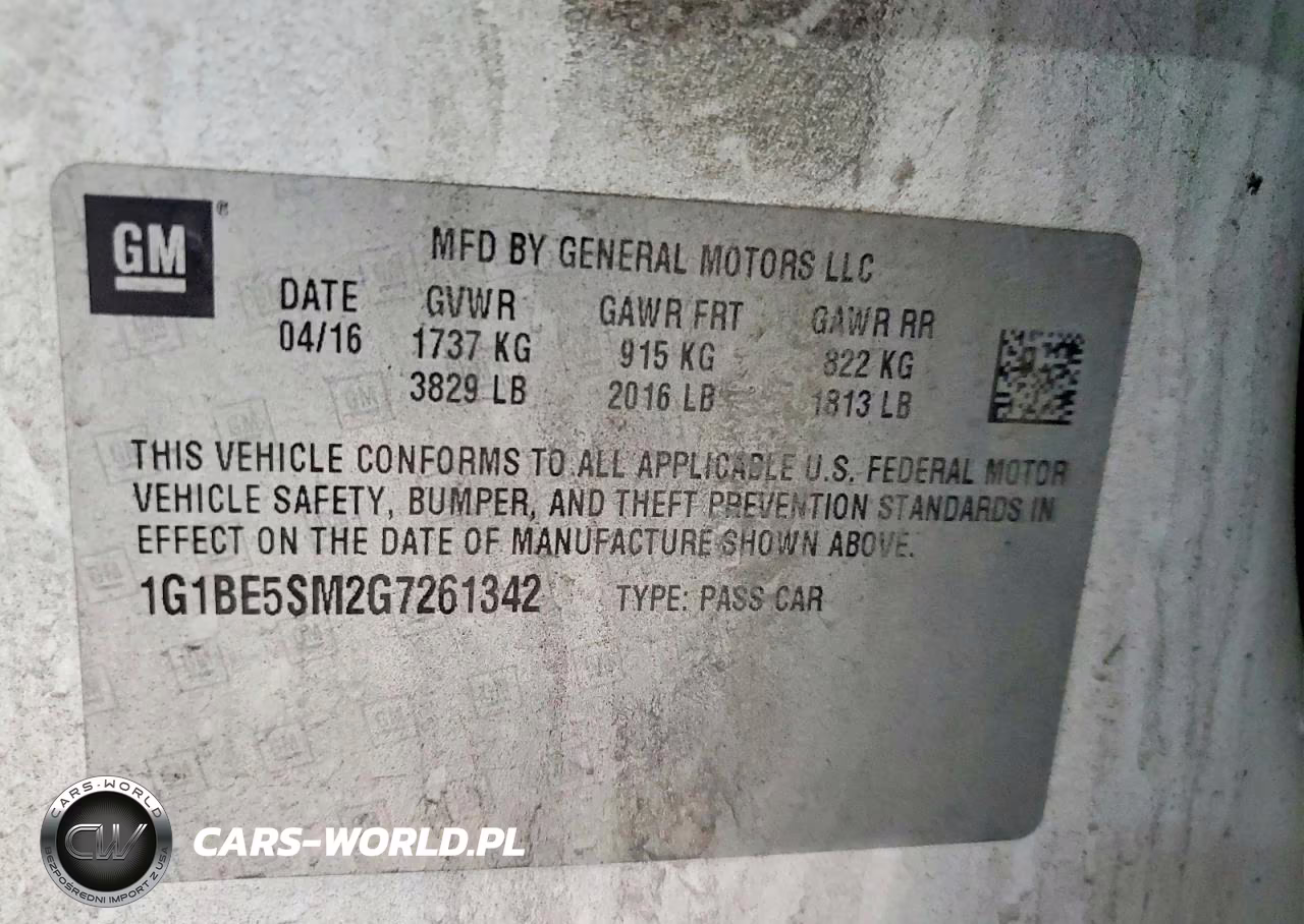 2016 Chevrolet Cruze Lt VIN:1G1BE5SM2G7261342 - 12