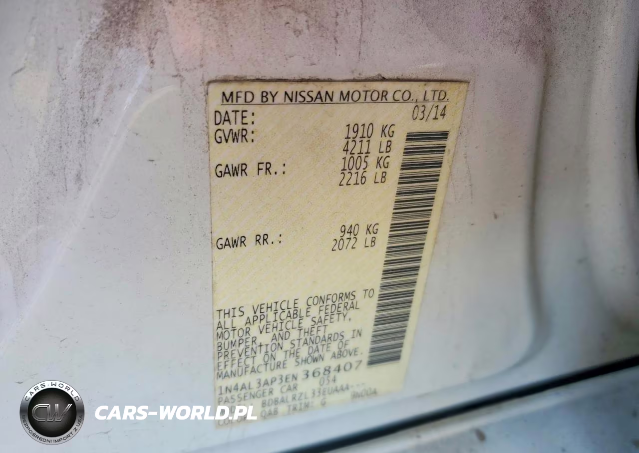 2014 Nissan Altima 2.5 VIN:1N4AL3AP3EN368407 - 12