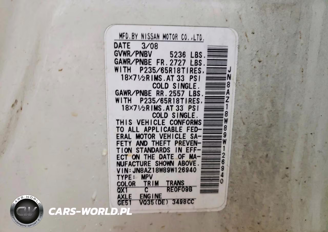 2009 Nissan Murano VIN:JN8AZ18W89W126940 - 13