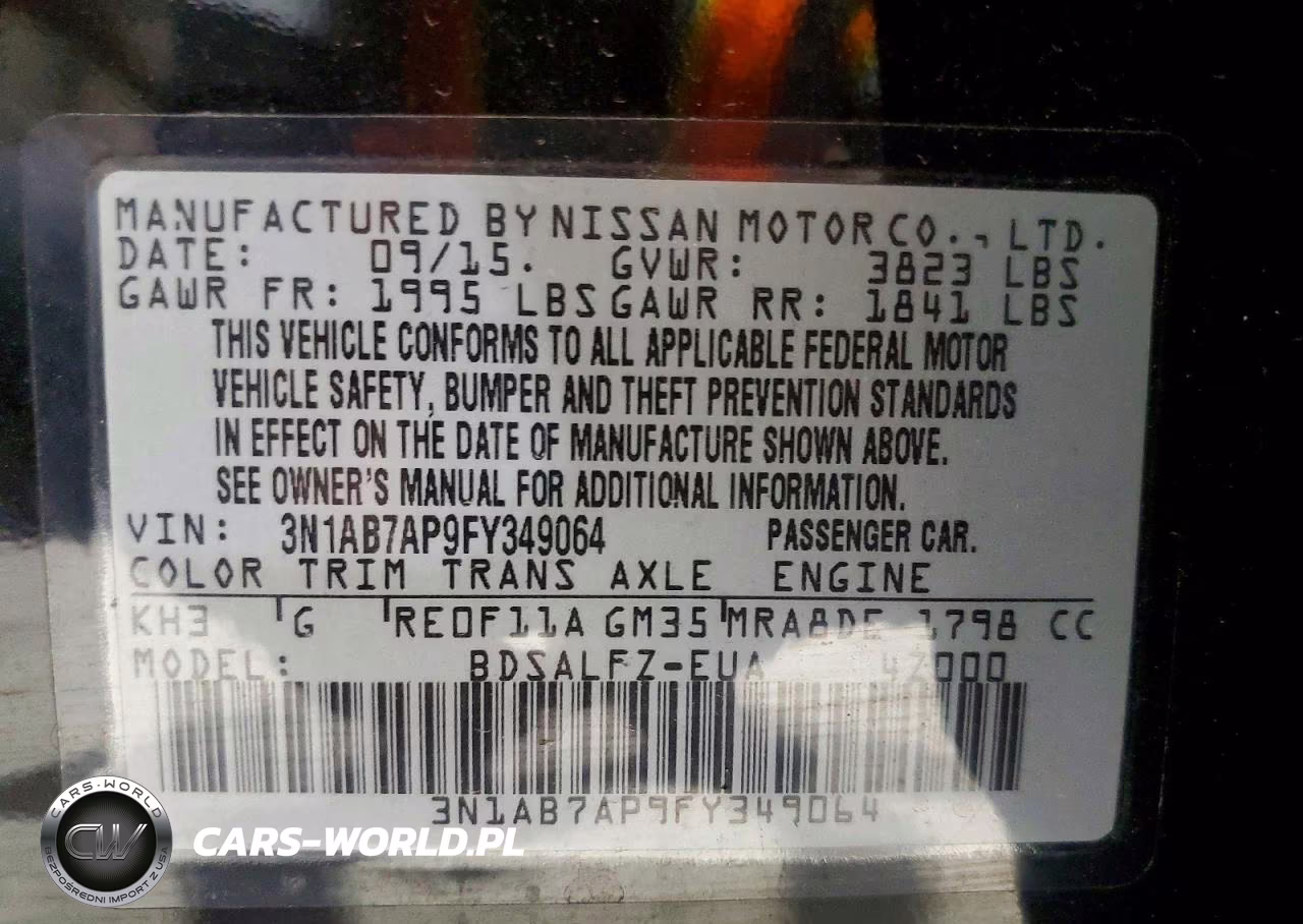 2015 Niss Sentra S VIN:3N1AB7AP9FY349064 - 12