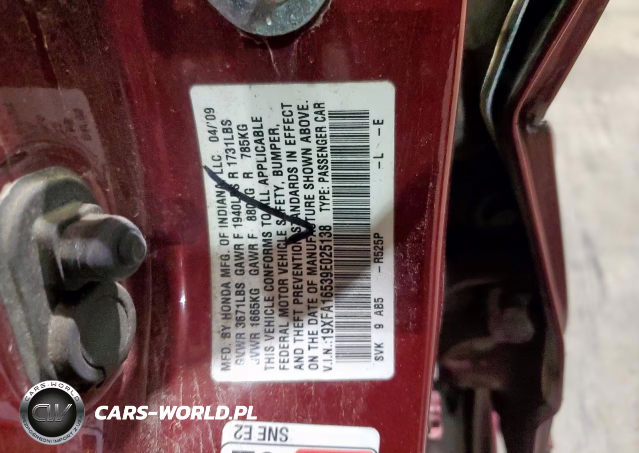 2009 Honda Civic Lx VIN:19XFA16539E025138 - 12