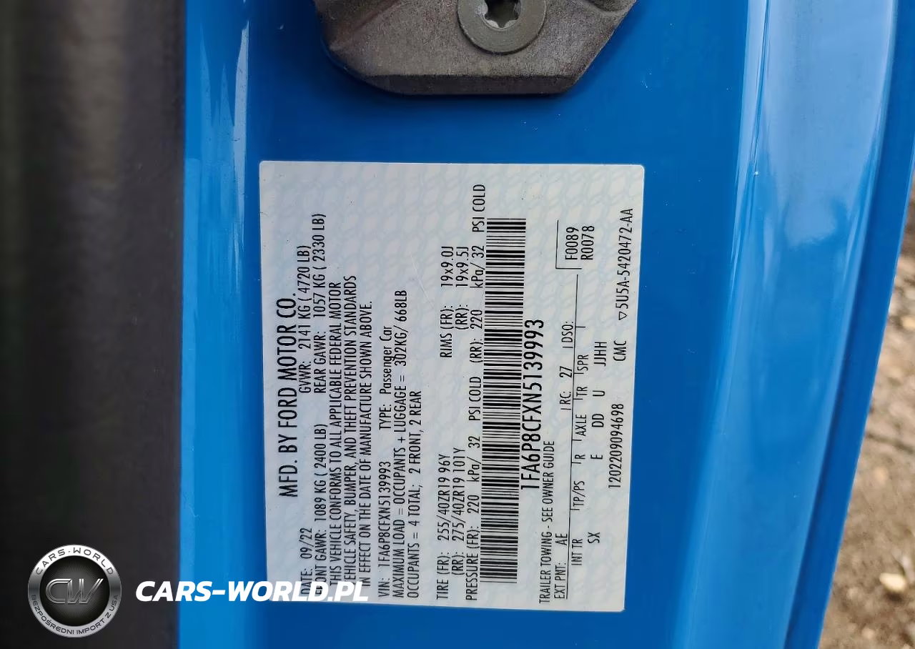 2022 Ford Mustang Gt VIN:1FA6P8CFXN5139993 - 12