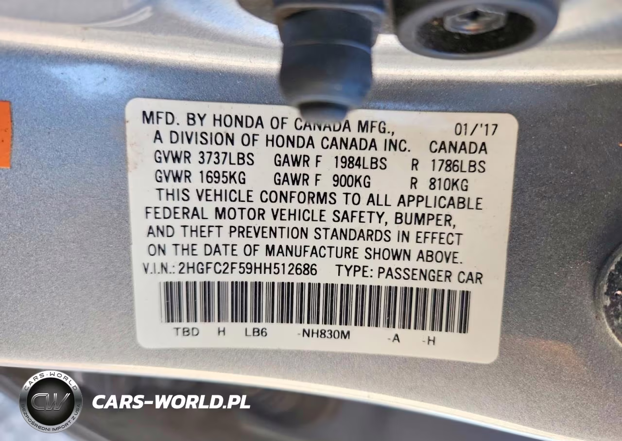 2017 Honda Civic Lx VIN:2HGFC2F59HH512686 - 13