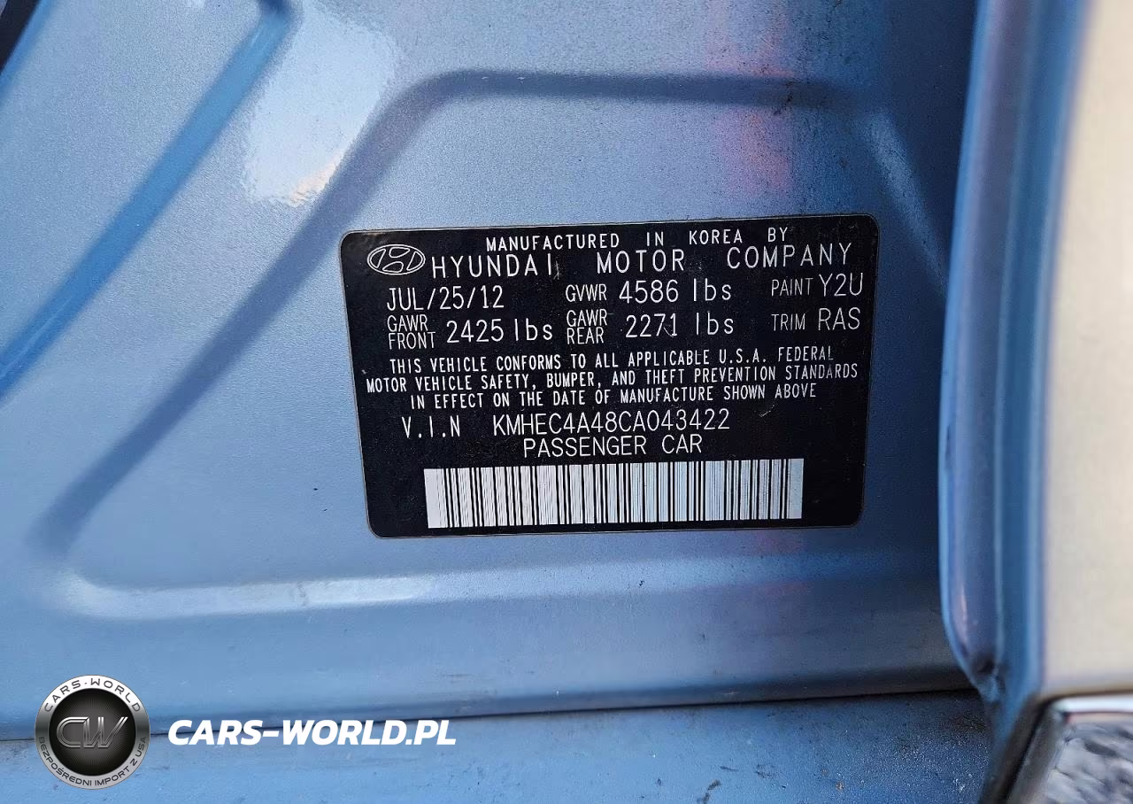2012 Hyundai Sonata Hybrid VIN:KMHEC4A48CA043422 - 12