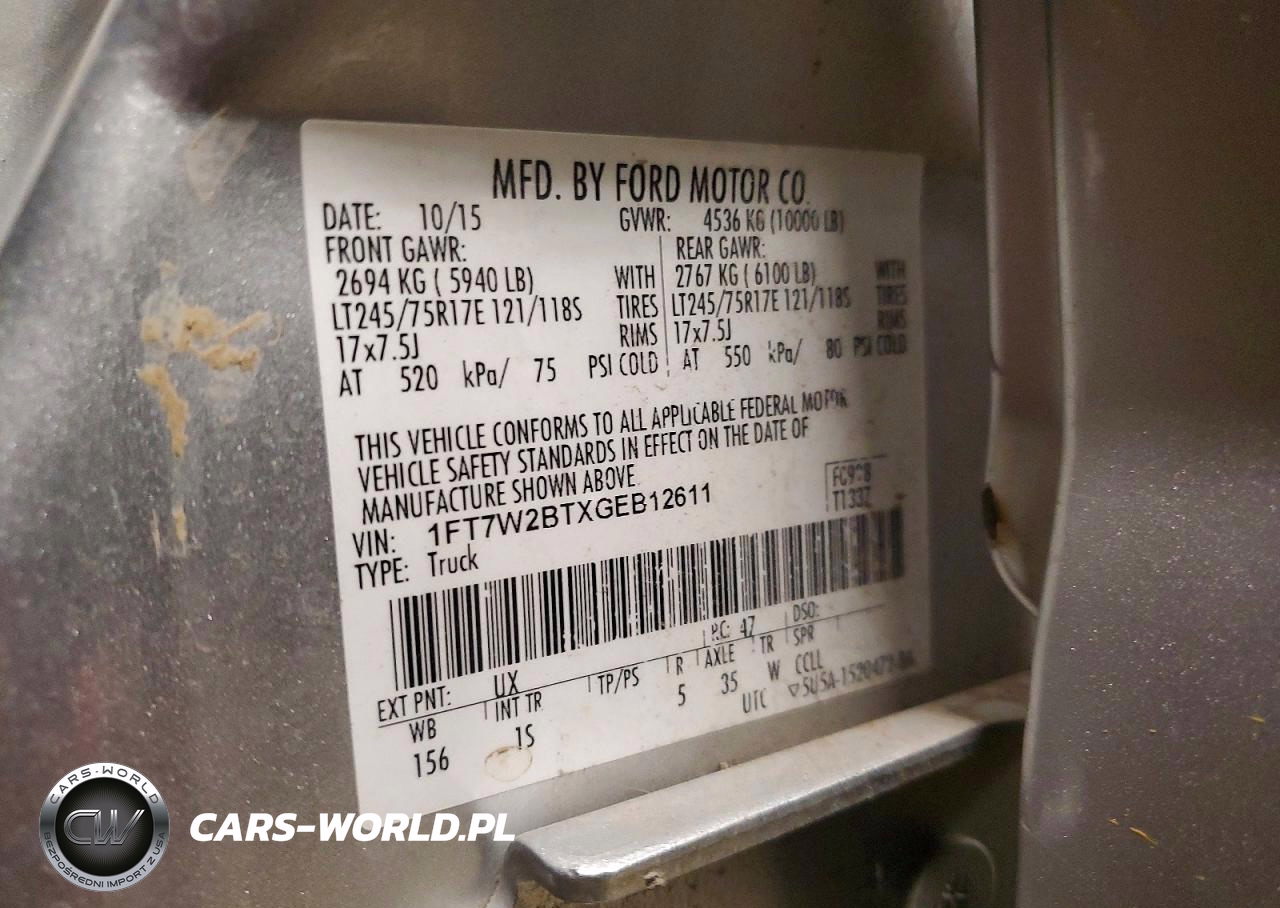 2016 Ford F250 Super Duty VIN:1FT7W2BTXGEB12611 - 12