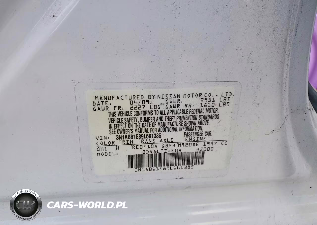 2009 Nissan Sentra 2.0 VIN:3N1AB61E89L661385 - 12