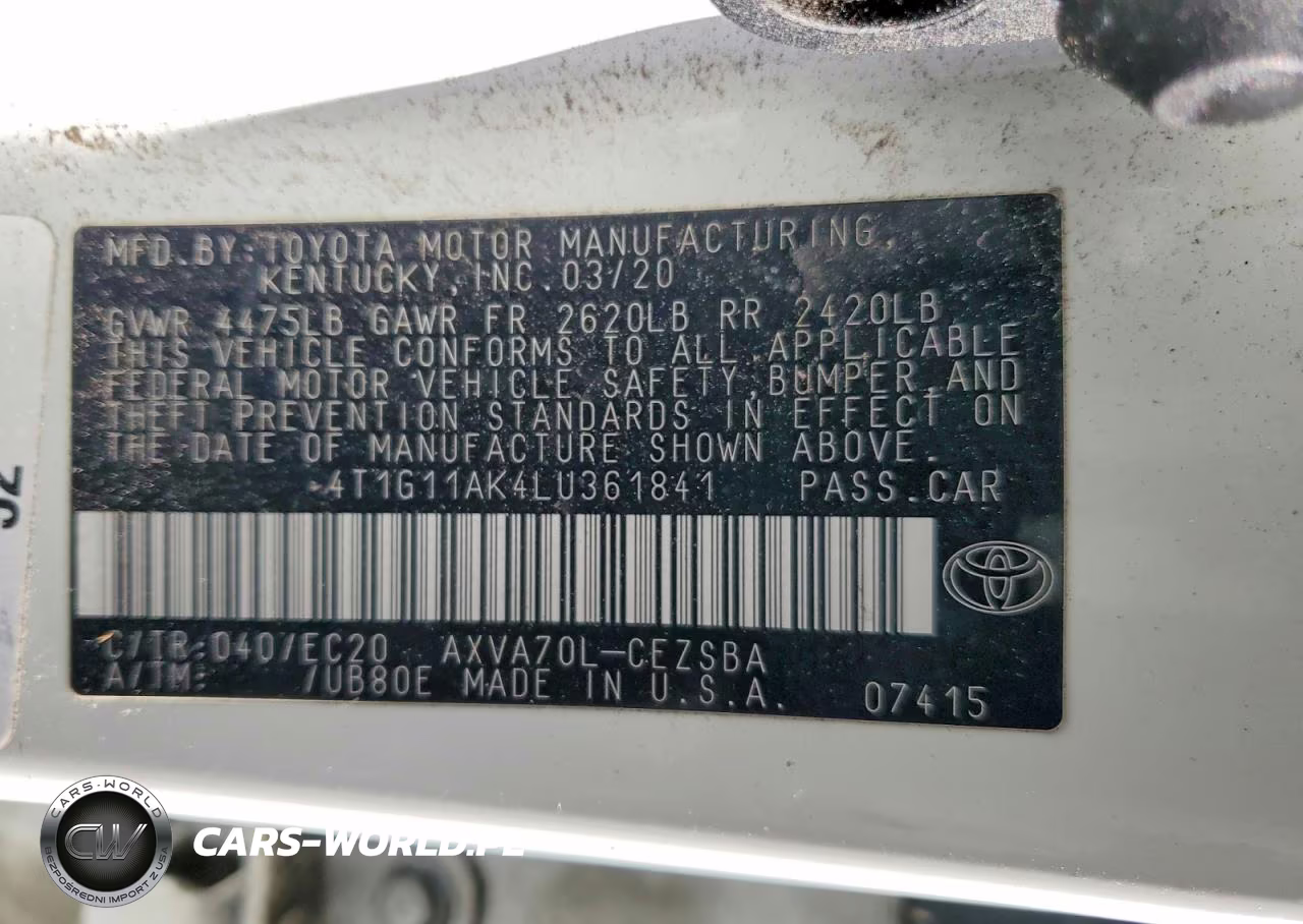 2020 Toyota Camry Se VIN:4T1G11AK4LU361841 - 12