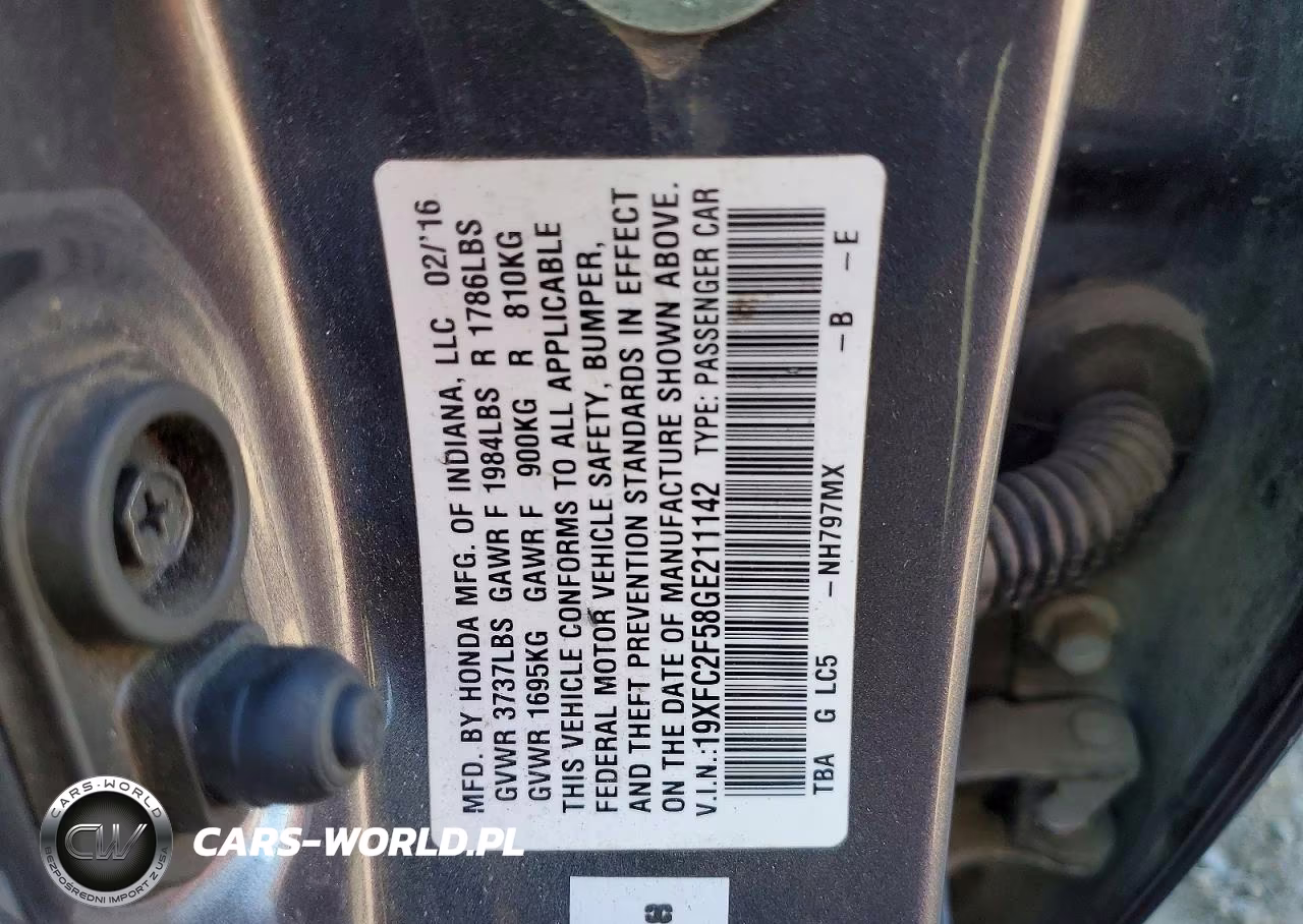2016 Honda Civic Lx VIN:19XFC2F58GE211142 - 13