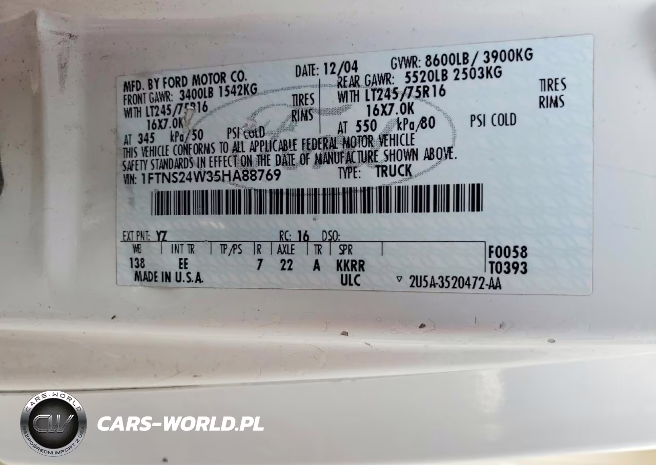 2005 Ford Econoline E250 Van VIN:1FTNS24W35HA88769 - 13
