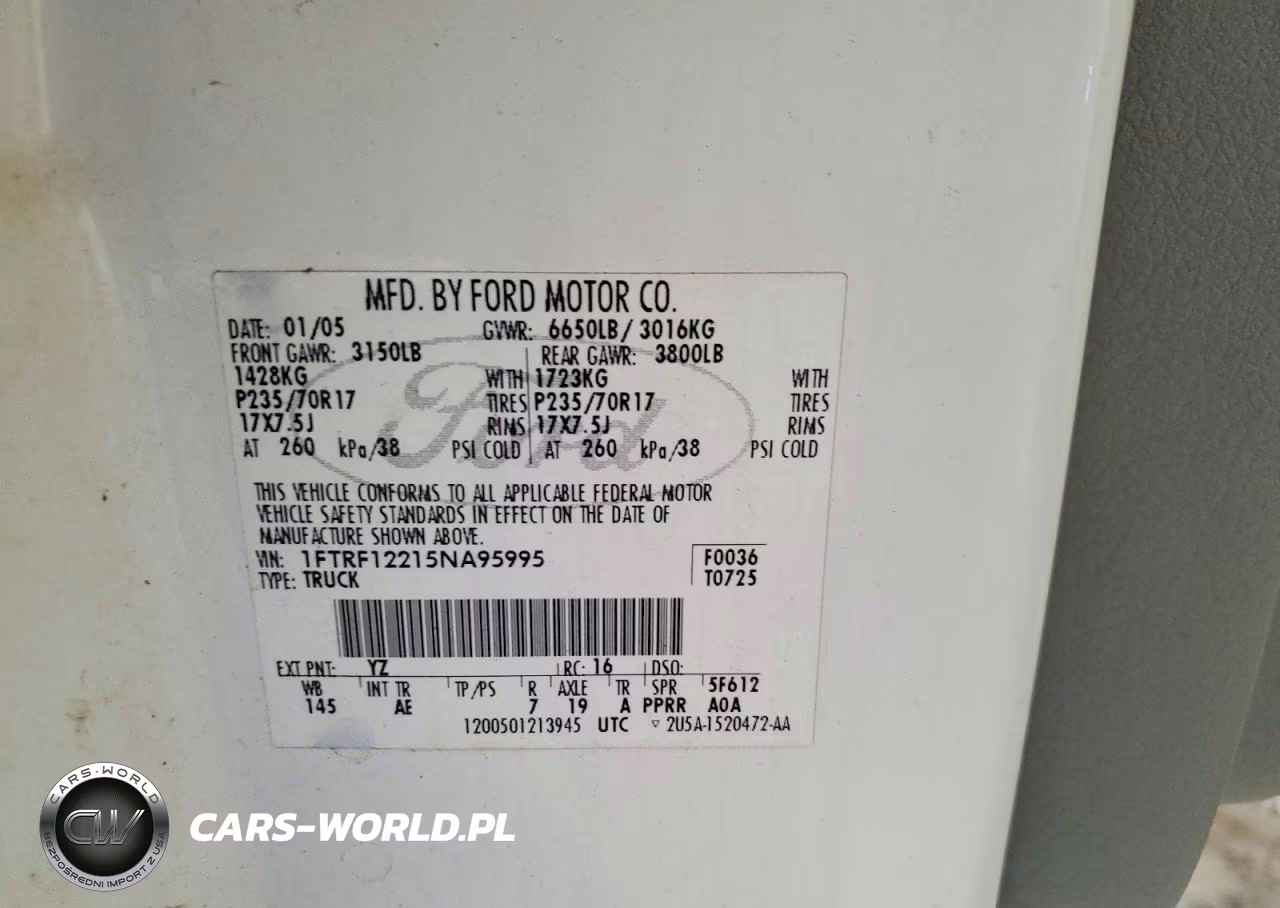 2005 Ford F150 VIN:1FTRF12215NA95995 - 12