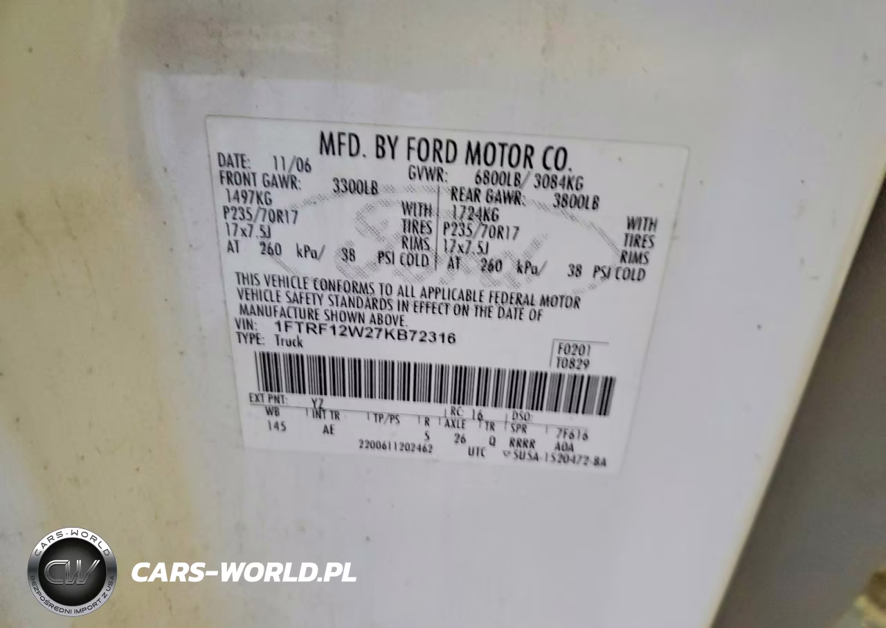 2007 Ford F150 VIN:1FTRF12W27KB72316 - 12