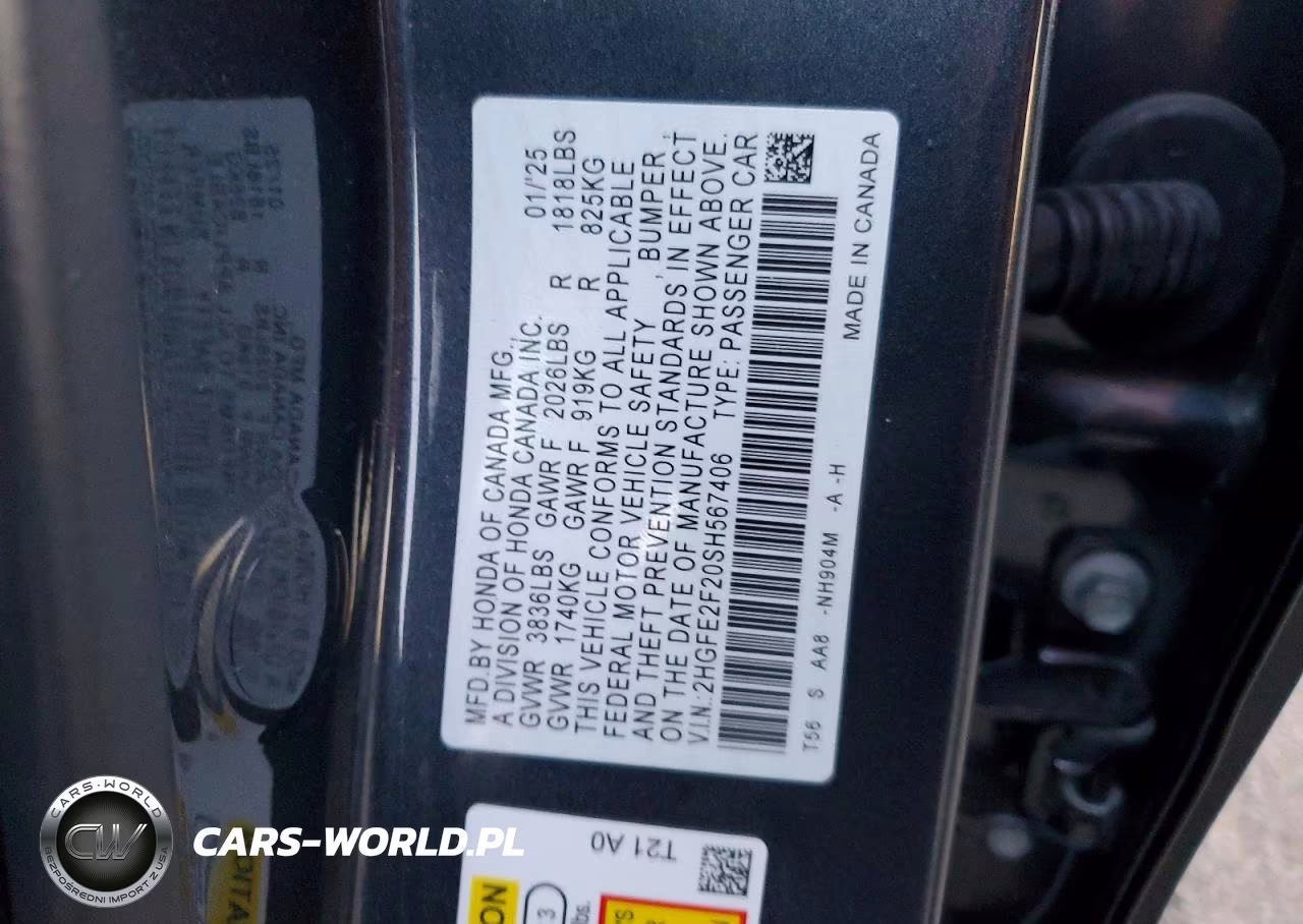 2025 Honda Civic Lx VIN:2HGFE2F20SH567406 - 12