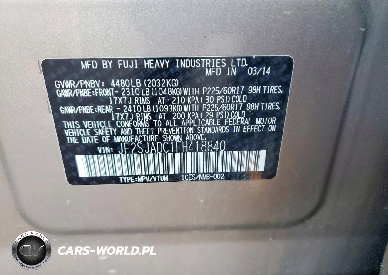 2015 Subaru Forester 2.5I Premium VIN:JF2SJADC1FH418840 - 13