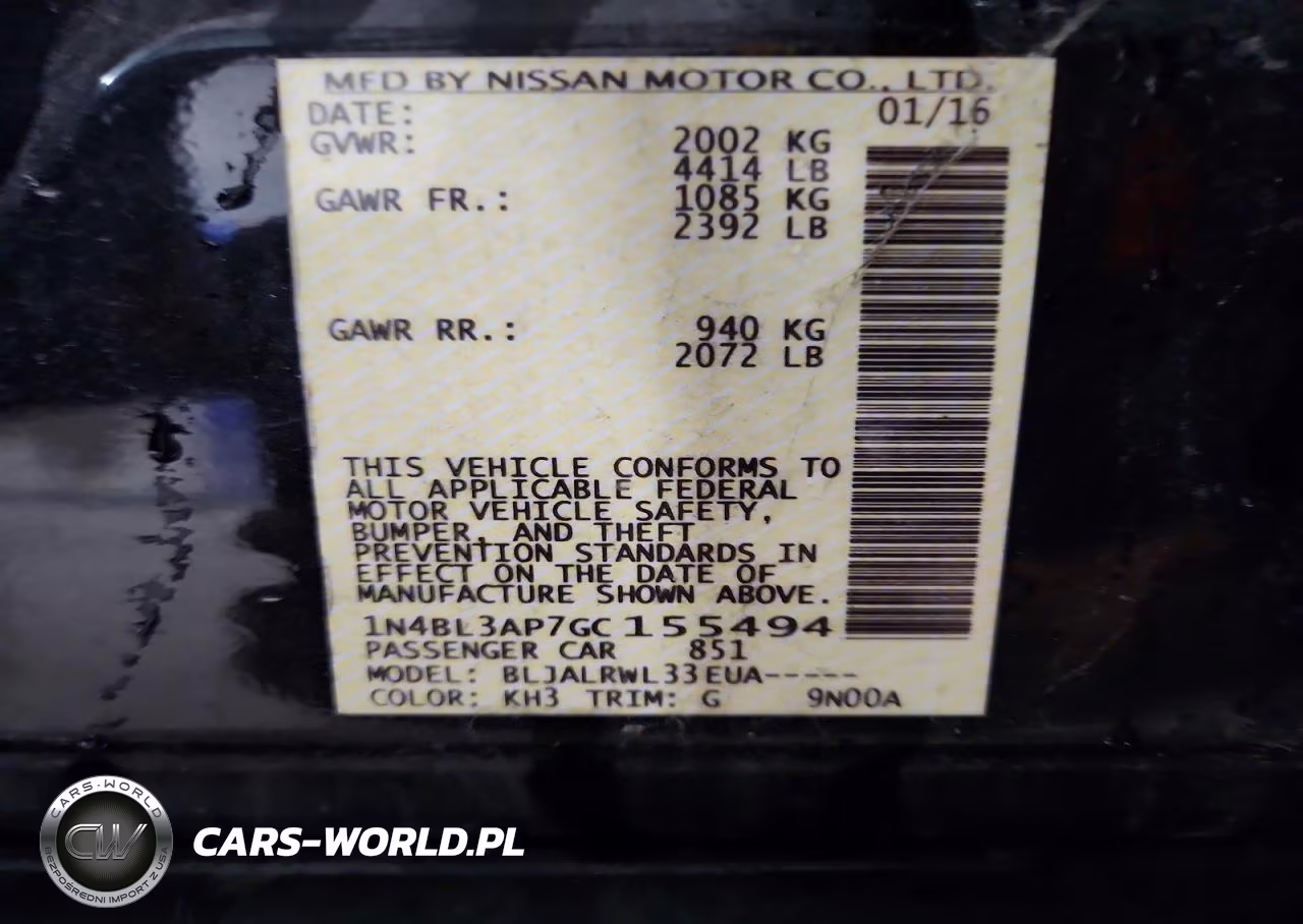 2016 Nissan Altima 3.5 Sl VIN:1N4BL3AP7GC155494 - 12