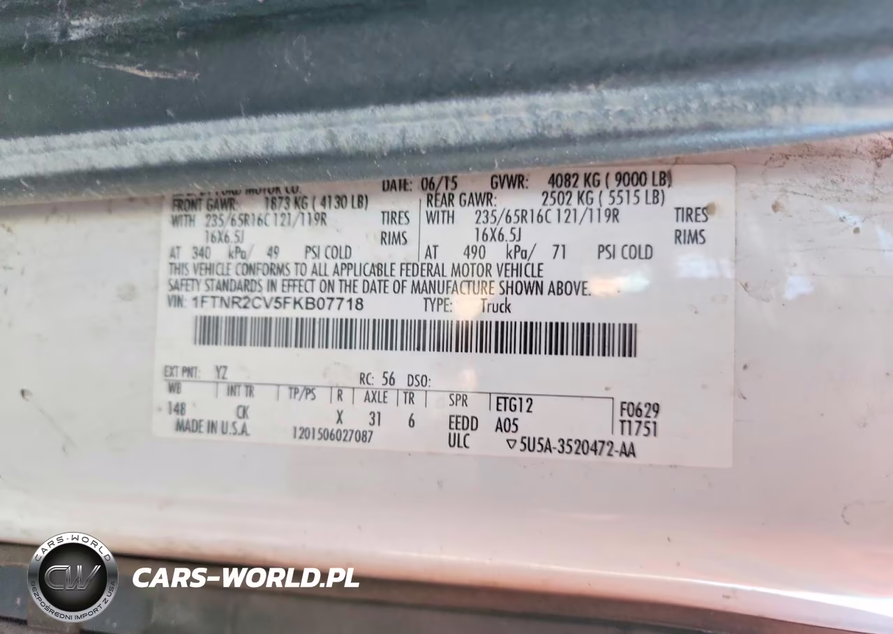 2015 Ford Transit T-250 Utility - Service Van VIN:1FTNR2CV5FKB07718 - 13