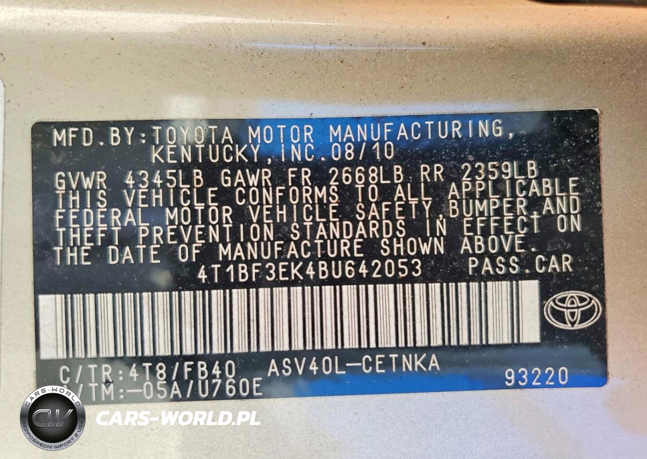 2011 Toyota Camry VIN:4T1BF3EK4BU642053 - 12