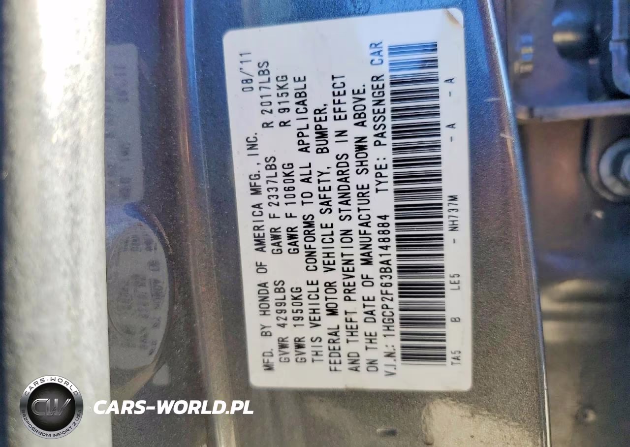 2011 Honda Accord Se VIN:1HGCP2F63BA148884 - 12