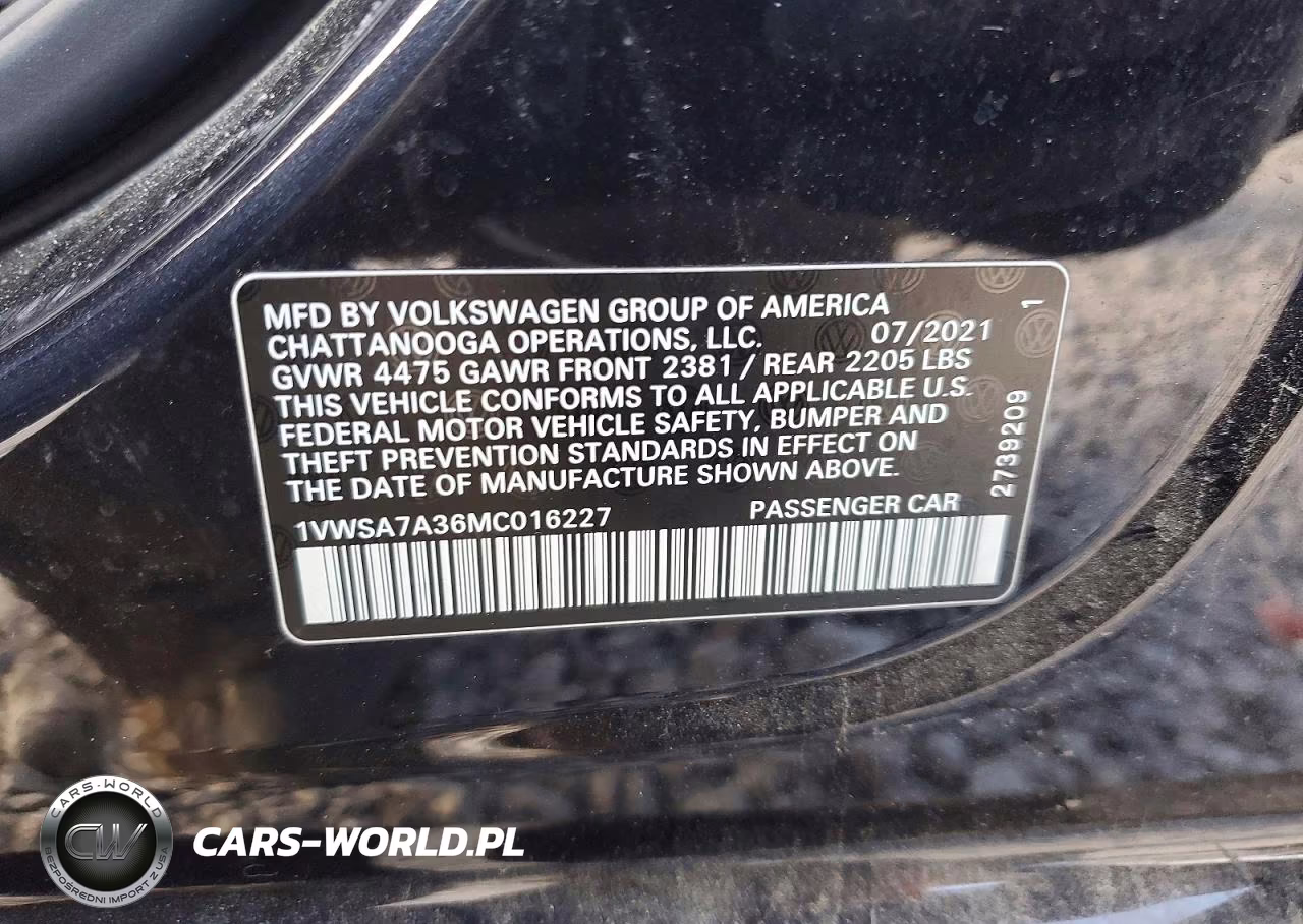 2021 Volkswagen Passat Se VIN:1VWSA7A36MC016227 - 12