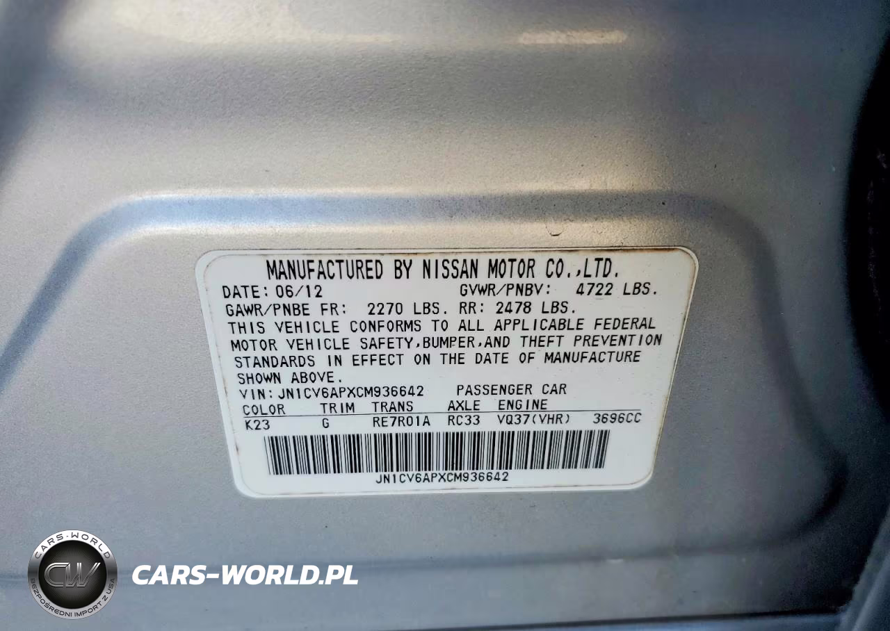 2012 Infiniti G37 Base VIN:JN1CV6APXCM936642 - 12