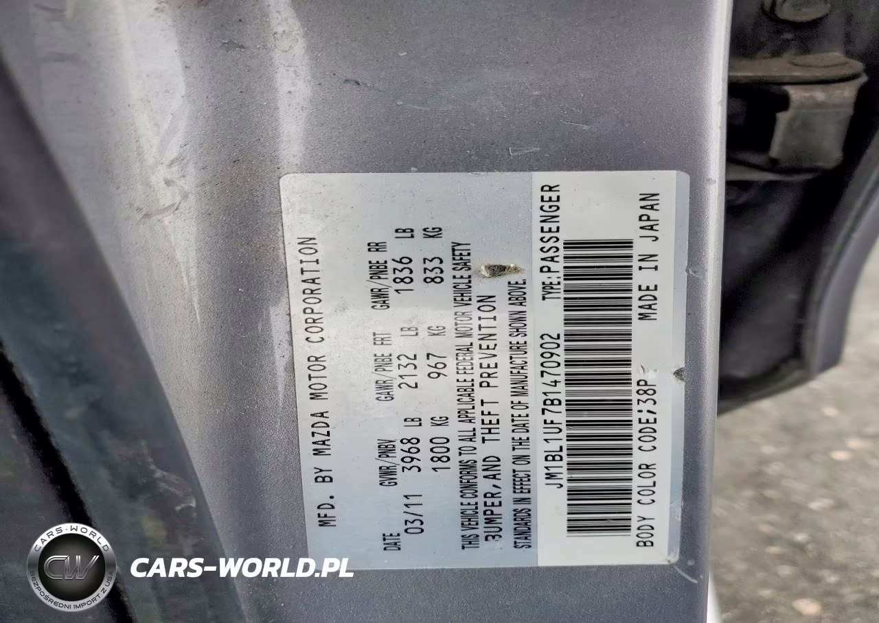 2011 Mazda 3 I VIN:JM1BL1UF7B1470902 - 12