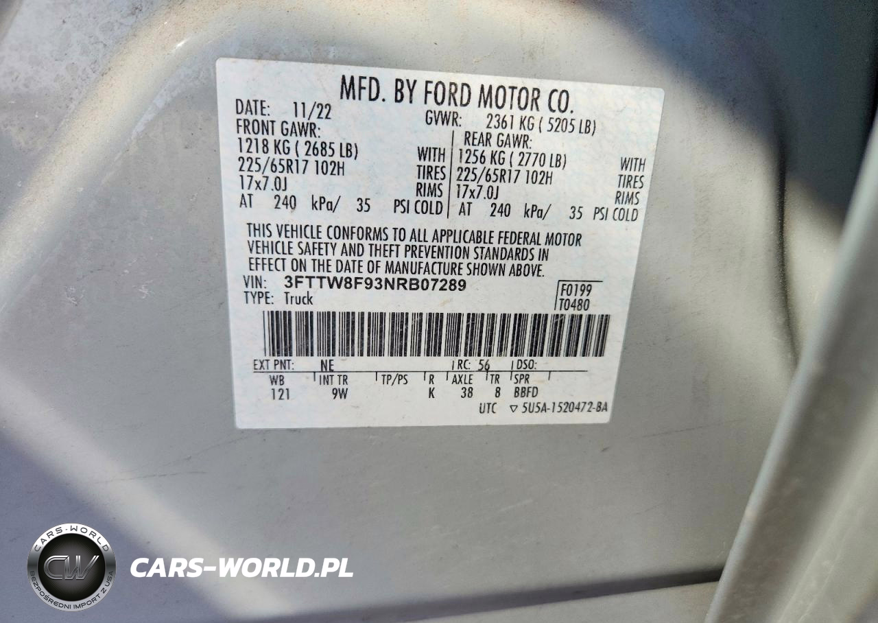 2022 Ford Maverick Xl VIN:3FTTW8F93NRB07289 - 12