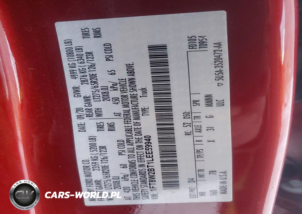 2020 Ford F250 Super Duty VIN:1FT8W2BT1LEE59940 - 12