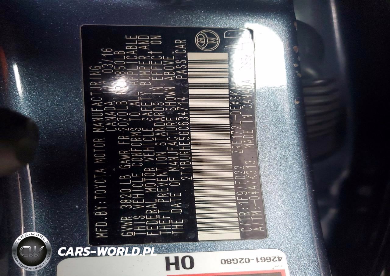 2016 Toyota Corolla L VIN:2T1BURHE5GC634714 - 13