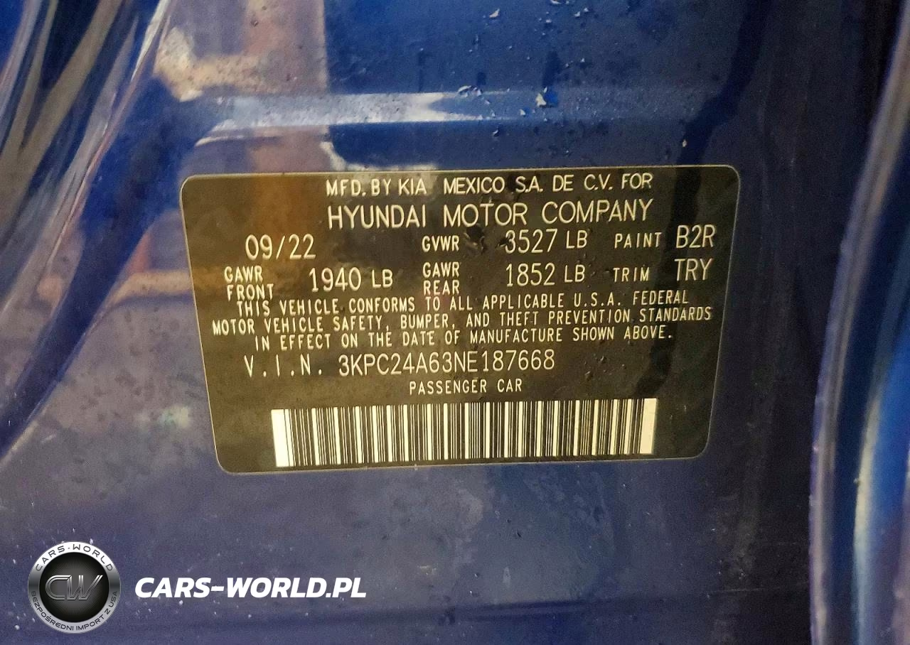 2022 Hyundai Accent Sel VIN:3KPC24A63NE187668 - 12