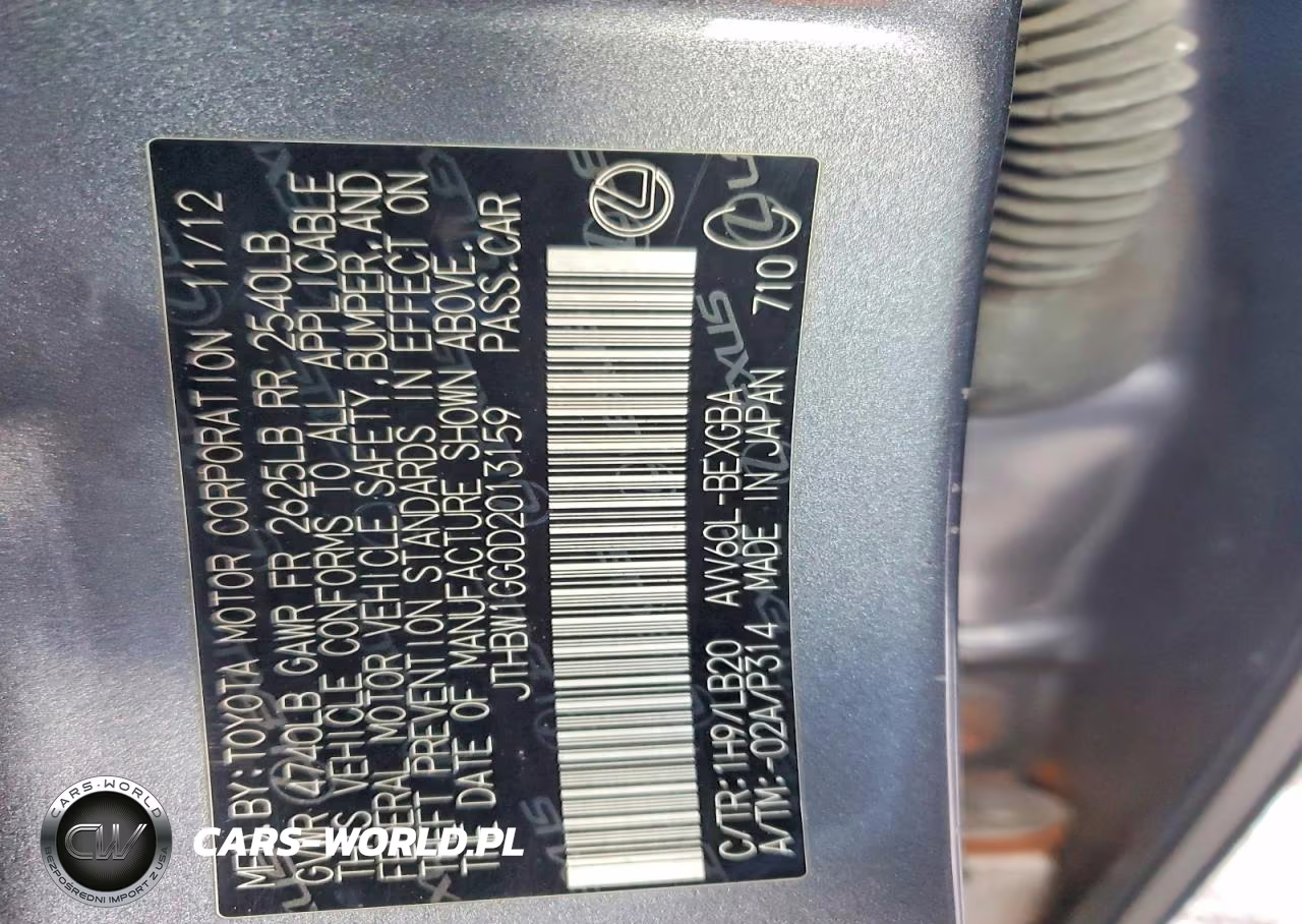 2013 Lexus Es 300H VIN:JTHBW1GG0D2013159 - 12