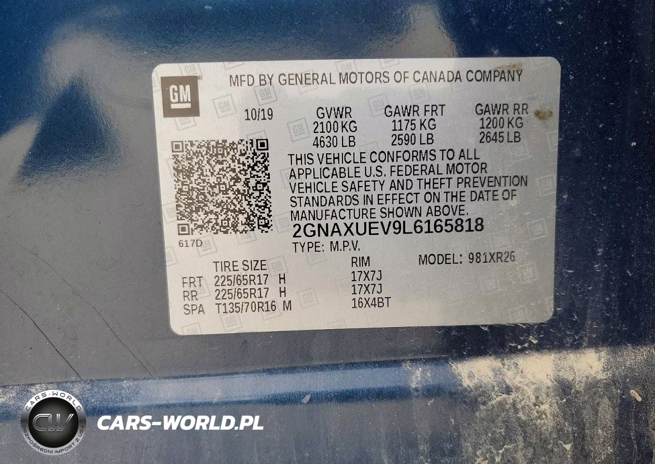 2020 Chevrolet Equinox Lt VIN:2GNAXUEV9L6165818 - 13