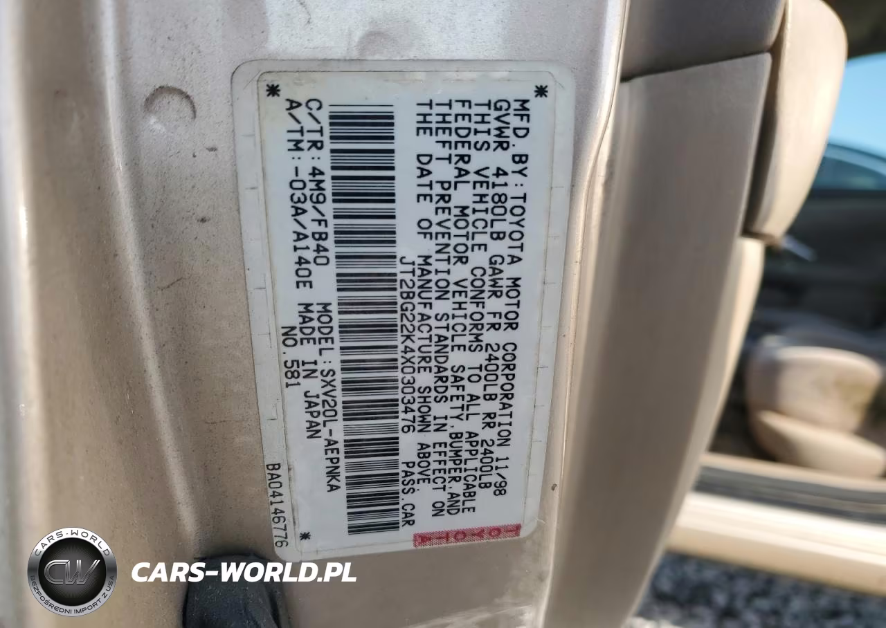1999 Toyota Camry Le VIN:JT2BG22K4X0303476 - 12
