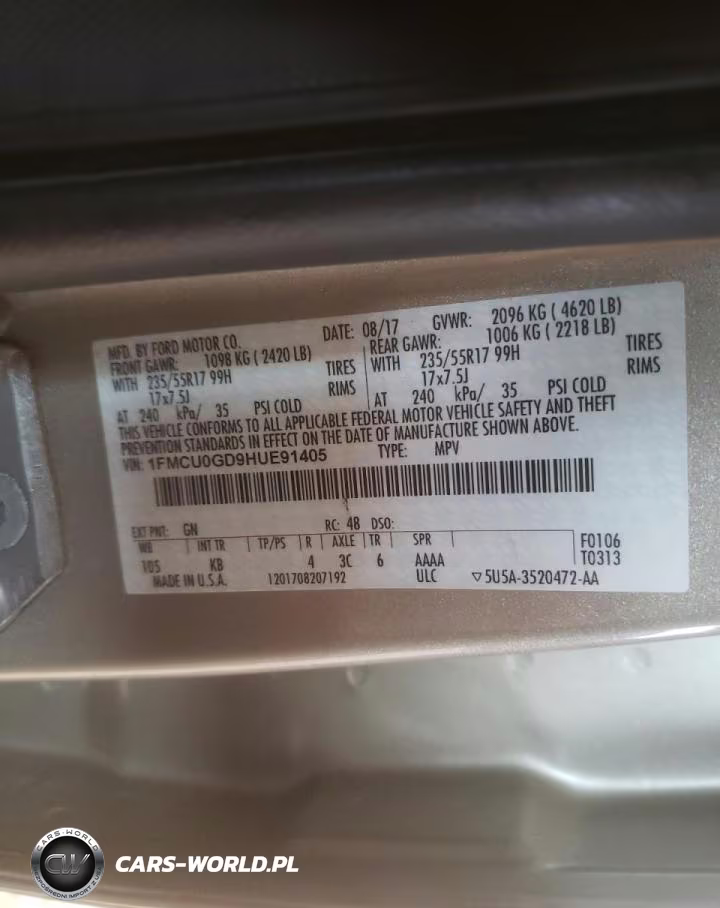 2017 Ford Escape Se VIN:1FMCU0GD9HUE91405 - 10