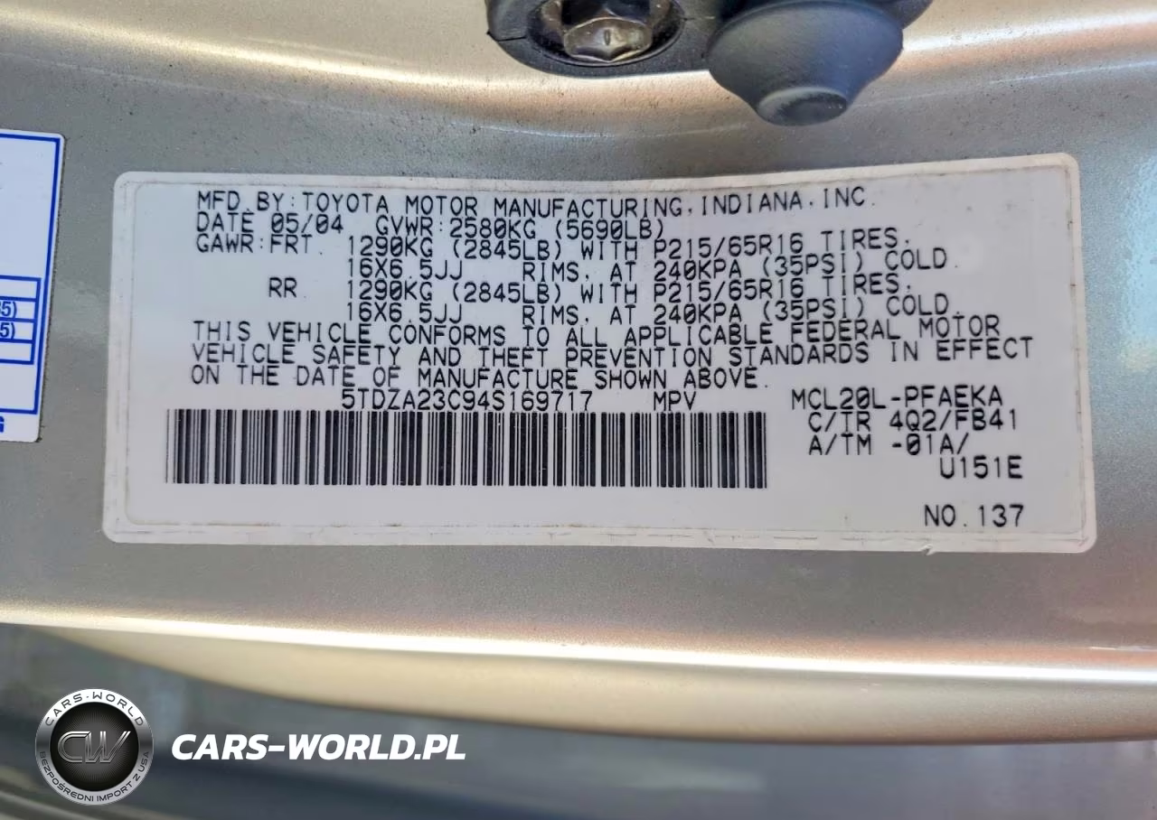 2004 Toyota Sienna Ce VIN:5TDZA23C94S169717 - 13