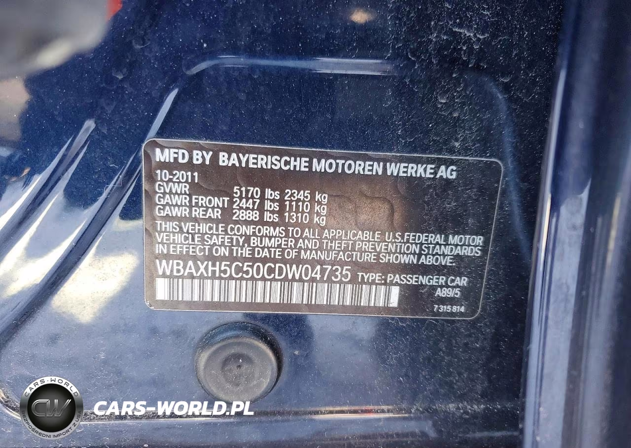 2012 BMW 528 Xi VIN:WBAXH5C50CDW04735 - 12