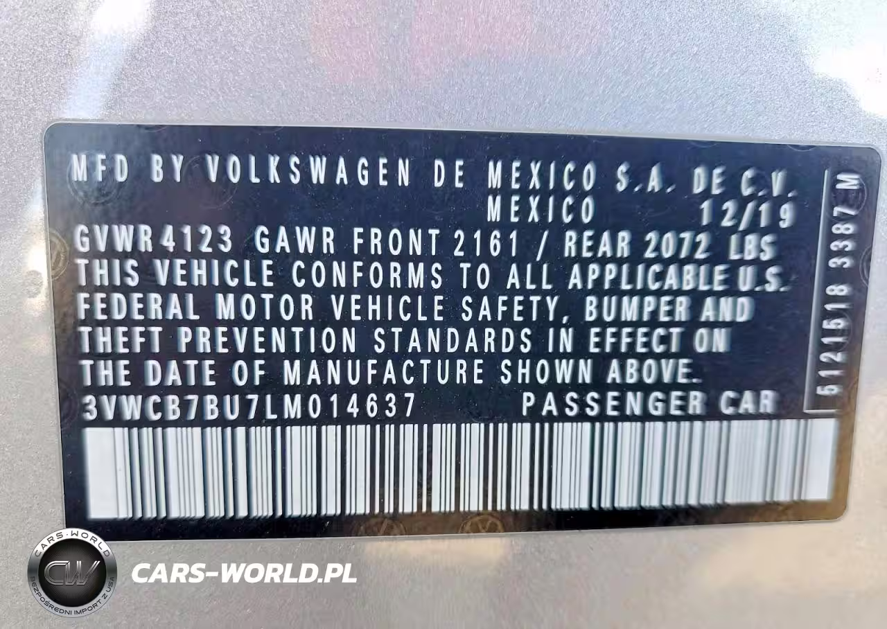 2020 Volkswagen Jetta S VIN:3VWCB7BU7LM014637 - 12
