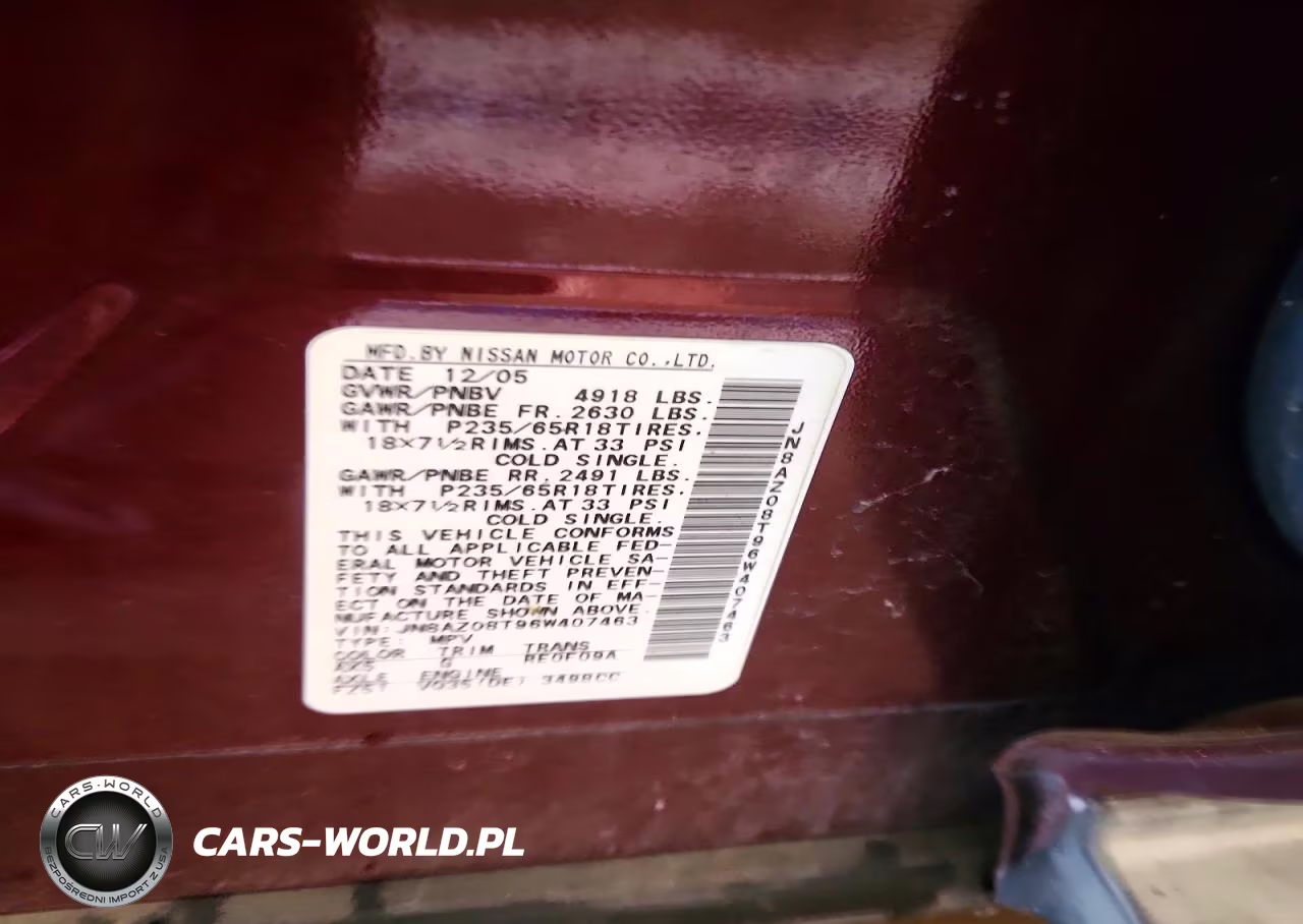 2006 Nissan Murano VIN:JN8AZ08T96W407463 - 12