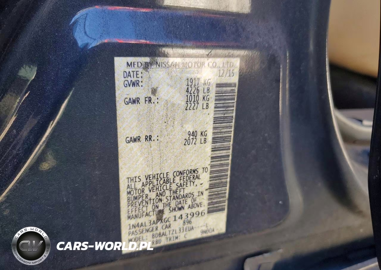 2016 Nissan Altima 2.5 VIN:1N4AL3APXGC143996 - 12