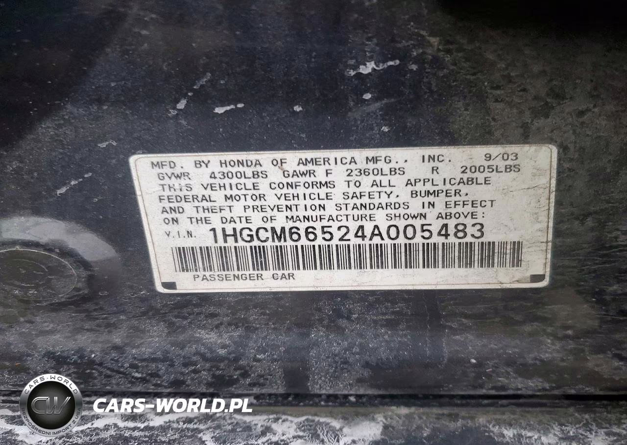 2004 Honda Accord VIN:1HGCM66524A005483 - 12