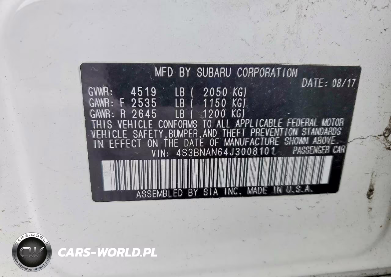 2018 Subaru Legacy 2.5I Limited VIN:4S3BNAN64J3008101 - 12